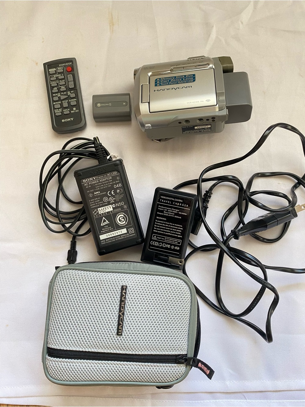 Sony DCR-HC30E Silver Handycam with Remote, Charger and Carry Case